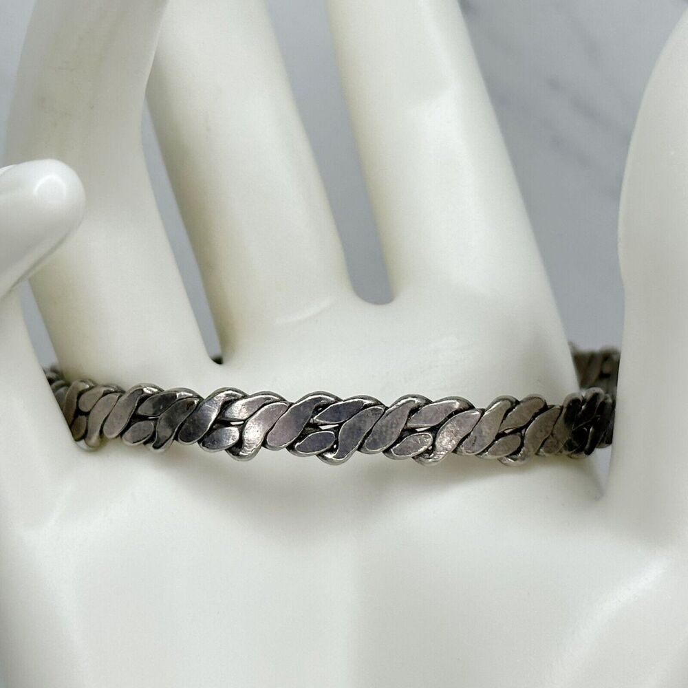 Vintage Aton Signed Silver Braided Bangle Designe… - image 8